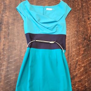 NWT Calvin Klein Sleeveless Belted Knee Length Fit & Flare Dress Women’s 8